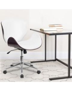 Flash Furniture Mid-Back Swivel Conference Chair, White/Mahogany/Silver