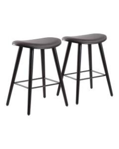 LumiSource Saddle Counter Stools, Gray/Black, Set Of 2 Stools