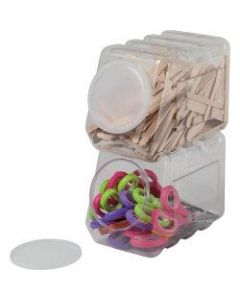 Pacon Interlocking Storage Container With Lid - External Dimensions: 5.5in Width x 9.5in Depth x 6.8in Height - Interlocking Closure - Plastic - Clear - 1 / Each