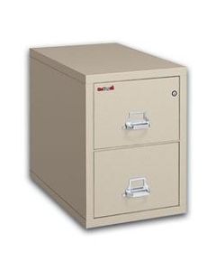 FireKing 25inD Vertical 2-Drawer Letter-Size File Cabinet, Metal, Parchment, White Glove Delivery