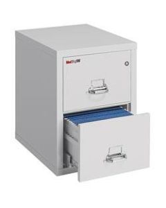 FireKing 25inD Vertical 2-Drawer Letter-Size File Cabinet, Metal, Platinum, White Glove Delivery
