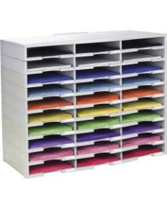 Storex Stackable Literature Sorter - 15000 x Sheet - 30 Compartment(s) - 9.50in x 12in - 25.5in Height x 14.1in Width31.4in Length - Gray - Plastic - 1 Each