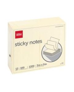 Office Depot Brand Sticky Notes, 3in x 5in, Yellow, 100 Sheets Per Pad, Pack Of 12 Pads