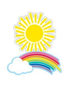 Schoolgirl Style Cut-Out Decorations, Rainbow And Sun, Pack Of 36 Decorations