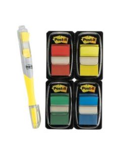 Post-it Notes Flags, With Flag Gel Pen, Assorted Primary Colors, 50 Flags Per Pad, Pack Of 4 Pads