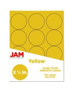 JAM Paper Circle Labels, 2-1/2in, Yellow, Pack Of 120 Labels