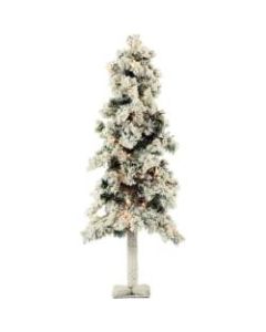 Fraser Hill Farm Artificial Snowy Alpine Trees With Clear Lights, 4ft