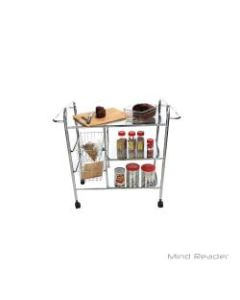 Mind Reader 3-Tier Metal Cart, 27 1/2inW x 30 1/2inW x 12 1/2inD, Silver