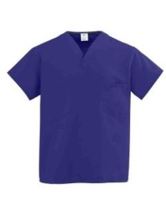 Medline ComfortEase Unisex 1-Pocket Reversible Scrub Top, 2X, Royal Blue