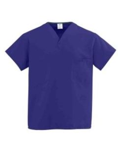 Medline ComfortEase Unisex 1-Pocket Reversible Scrub Top, 2X, Royal Blue