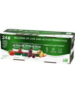 Activia Probiotic Low-Fat Yogurt Variety Pack, 4 Oz, Pack Of 24 Cups