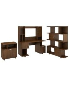 kathy ireland Home by Bush Furniture Madison Avenue 60inW Computer Desk With Hutch/Lateral File Cabinet/Bookcase, Modern Walnut, Standard Delivery