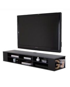 South Shore City Life 66in Wide Wall Mounted Media Console, Black Oak