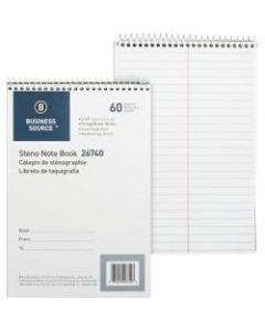 Business Source Steno Notebook - 60 Sheets - Wire Bound - Gregg Ruled - 15 lb Basis Weight - 6in x 9in - White Paper - Stiff-back - 1Each