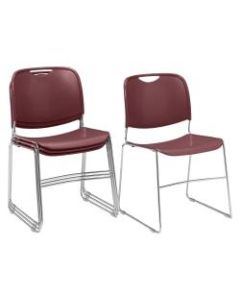 National Public Seating 8500 Ultra-Compact Plastic Stack Chairs, Wine/Chrome, Set Of 4 Chairs