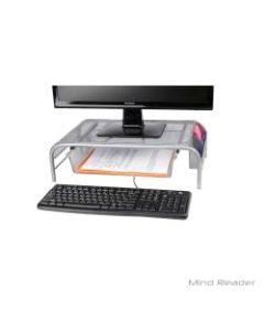 Mind Reader Metal Mesh Monitor Stand With Drawer, Silver
