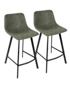 LumiSource Outlaw Counter Stools, Black/Green, Set Of 2 Stools