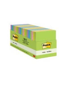 Post-it Notes, 3in x 3in, Jaipur Color Collection, Pack Of 18 Pads
