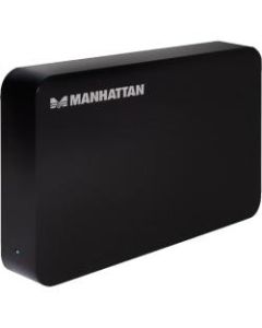 Manhattan SuperSpeed USB, SATA, 3.5in Drive Enclosure, Black - Fits standard 3.5in SATA drives with easy, quick installation - includes rear-mount power switch and LED indicator