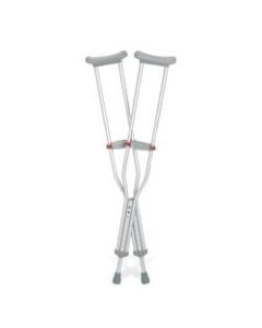 Medline Red-Dot Aluminum Crutches, Adult, Gray, Case Of 8 Pairs