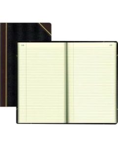 Rediform Texhide Cover Record Books with Margin - 500 Sheet(s) - Thread Sewn - 8 3/4in x 14 1/4in Sheet Size - Green Sheet(s) - Black Cover - Recycled - 1 Each