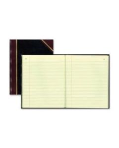 Rediform Texhide Cover Record Books with Margin - 300 Sheet(s) - Thread Sewn - 11 1/4in x 14 1/4in Sheet Size - Black - Green Sheet(s) - Brown, Green Print Color - Black Cover - Recycled - 1 Each