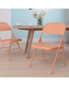 Flash Furniture HERCULES COLORBURST Metal Triple-Braced Folding Chair, Sedona Coral