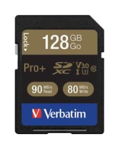 Verbatim Pro+ 128 GB SDXC - Class 10/UHS-I (U3) - 90 MB/s Read - 80 MB/s Write