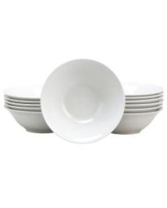 Gibson Home Noble Court 12-Piece Fine Ceramic Bowls, 7in, White
