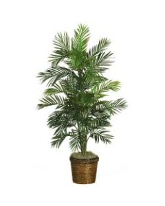 Nearly Natural 56inH Silk Areca Palm Tree With Basket, Green