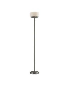 Adesso Jessica 2-Light Torchiere, 71inH, White Opal Shade/Brushed Steel Base