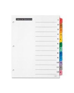 Avery Office Essentials Table N Tabs Dividers - 12 x Divider(s) - Printed Tab(s) - Digit - 1-12 - 12 Tab(s)/Set - 8.5in Divider Width x 11in Divider Length - Letter - 3 Hole Punched - Multicolor Tab(s) - 12 / Set