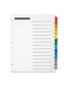 Avery Office Essentials Table N Tabs Dividers - 15 x Divider(s) - Printed Tab(s) - Digit - 1-15 - 15 Tab(s)/Set - 8.5in Divider Width x 11in Divider Length - Letter - 3 Hole Punched - Multicolor Tab(s) - 15 / Set