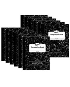 Pacon Composition Books, 9-3/4in x 7-3/4in, Wide Ruled, Black Marble, 60 Sheets, Pack Of 12 Books