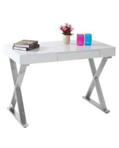 Lumisource Luster Computer Desk, Silver/White