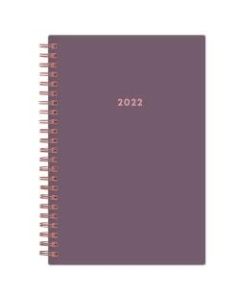 Blue Sky Weekly/Monthly PP Safety Wirebound Planner, 5in x 8in, Rebekah Cool/ Solid Purple, January To December 2022