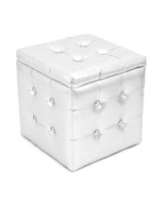 Lumisource Pouf Ottoman, Square, Silver