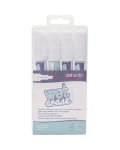 deflecto Nontoxic Chisel Tip Wet-erase Markers - Fine, Bold Point Type - Chisel Point Style - White - 4 / Pack