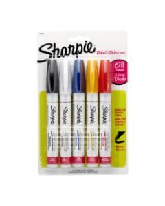 Sharpie Paint Markers, Medium Point, Assorted Colors, Pack Of 5 Markers
