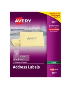 Avery Permanent Clear Copier Address Labels, 5311, 1in x 2 13/16in, Pack Of 2,310