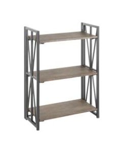 LumiSource Indy 34inH 3-Shelf Bookcase, Black/Brown