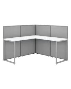 Bush Business Furniture Easy Office 60inW L-Shaped Cubicle Desk Workstation With 45inH Panels, Pure White/Silver Gray, Premium Installation