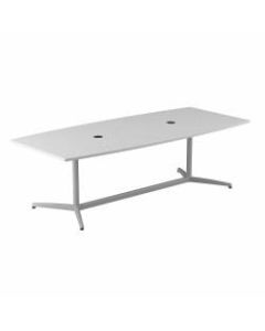 Bush Business Furniture 96inW x 42inD Boat-Shaped Conference Table With Metal Base, White, Premium Installation