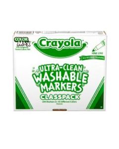 Crayola Ultra-Clean Washable Color Markers, Fine-Line, Assorted Colors, Pack Of 200