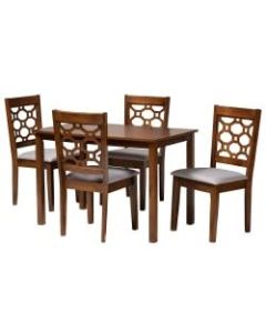 Baxton Studio Henry 5-Piece Dining Set, 29-1/8inH x 43-5/16inW x 27-9/16inD, Gray/Walnut