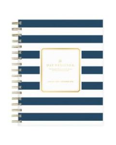 Day Designer Frosted Daily/Monthly Planner, 8in x 10in, Navy Stripe, January To December 2022, 103622