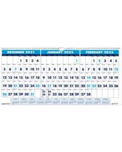 House of Doolittle 3-month Horizontal Wall Calendar - Julian Dates - Daily, Monthly - 1.2 Year - December 2021 till January 2023 - 1.13in x 1in Block - Wire Bound - Blue - 8in Height x 17in Width - Reference Calendar, Eyelet - 1 Each