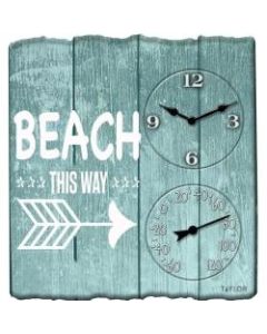 Taylor 92685T 14-Inch x 14-Inch Beach This Way Clock with Thermometer - Analog - Quartz - CaseThermometer