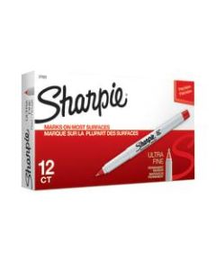 Sharpie Permanent Ultra-Fine Point Markers, Red, Pack of 12 Markers