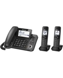 Panasonic Link2Cell Bluetooth DECT 6.0 Phone System And Answering Machine With 1 Corded And 2 Cordless Handsets, KX-TGF382M
